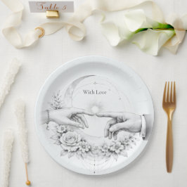 Romantische Hochzeitshände Minimalistisch Pappteller