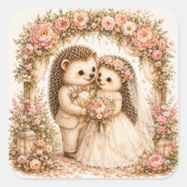 Romantische Hochzeitsigel Wasserfarbenkunst Quadratischer Aufkleber