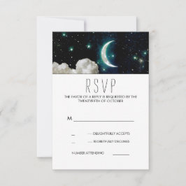 Romantische Hochzeitskarte "Moon and Stars" RSVP Karte