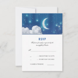 Romantische Hochzeitskarte "Moon and Stars" RSVP Karte