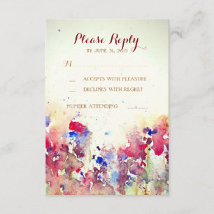 Romantische Hochzeitskarten für Wasserfarben RSVP Karte