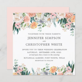 Romantische Hochzeitskarten mit dem Blumenplatz Einladung