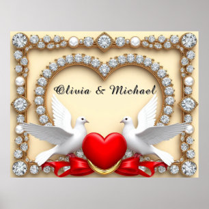 🕊️ Romantische Hochzeitskunst für Hochzeitsdekora Poster