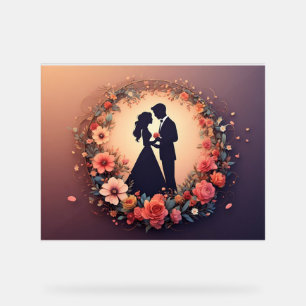 Romantische Hochzeitspaarsilhouette Acrylschild
