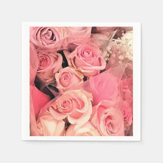 Romantische Hochzeitsrosa Serviette (Vorderseite)