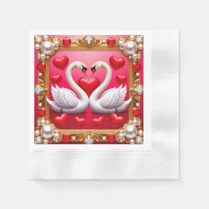 Romantische Hochzeitsschwäne Gerahmt von Verzierte Serviette
