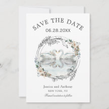 Romantische Hochzeitsschwäne Save the Date