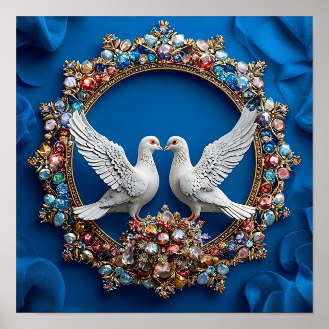 Romantische Hochzeitstauben Friedlicher Himmel 🕊️ Poster (Vorne)