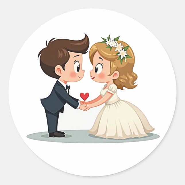 Romantische Hochzeitsticker Runder Aufkleber (Vorderseite)