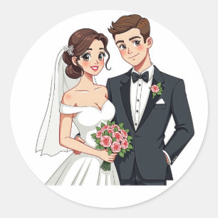 Romantische Hochzeitsticker Runder Aufkleber
