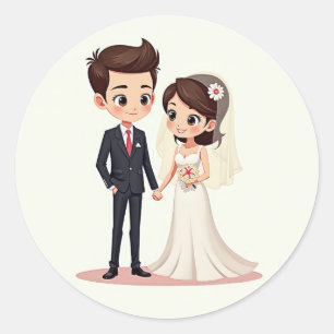 Romantische Hochzeitstickerei Runder Aufkleber