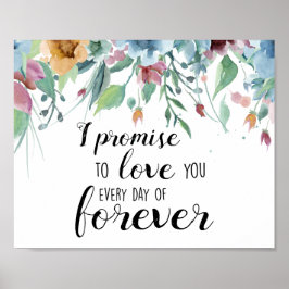 Romantische Hochzeitszitat Aquarellfarben Blume bl Poster