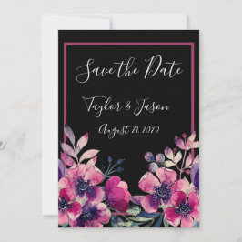 Romantische Hot Pink-Floral-Script-Hochzeit Save The Date