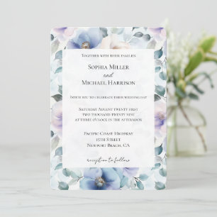 Romantische Hübsche Lavendel-Blume Hochzeit Einladung