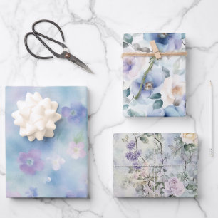 Romantische Hübsche Lavendel Weiße Blume Geschenkpapier Set