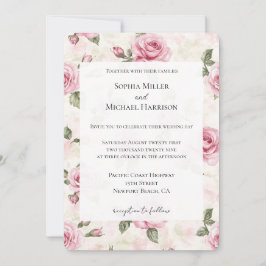 Romantische Hübsche Rosenblütenhochzeit Einladung