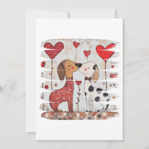 Romantische Hunde mit Herzballons Einladung