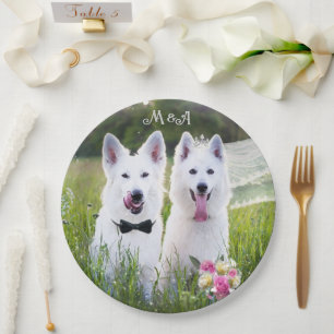 Romantische Hunde verheiratet Pappteller