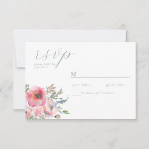Romantische Hütte Blume Blush Blue Sage RSVP Card Karte
