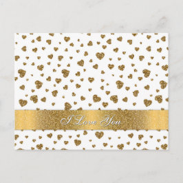 Romantische "I Liebe You" Goldene Imitate Glitzer Postkarte