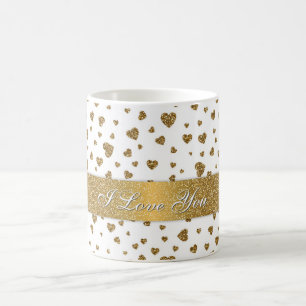 Romantische "I Liebe You" Goldene Imitate Glitzer  Tasse