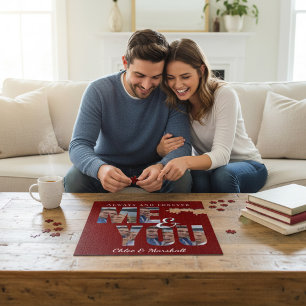 Romantische "Ich & Du"-Fotomontage für Paare Puzzle