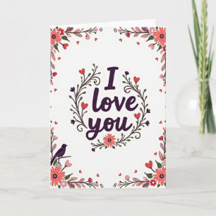 Romantische Ich liebe dich Blumenkranz Karte