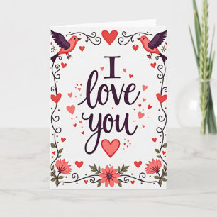Romantische Ich liebe dich Gold-Karte mit Schriftr Karte