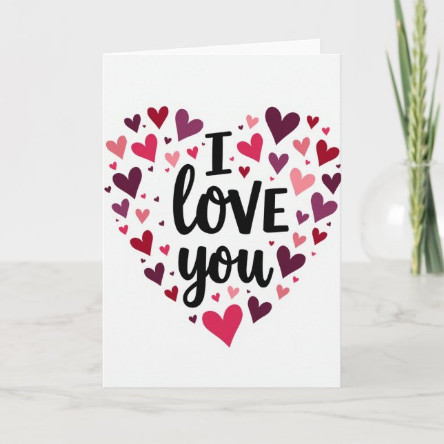 Romantische Ich liebe dich Herzen Karte (Vorderseite)
