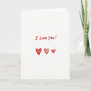 Romantische Ich-liebe-dich-Skizze-Herzen-Karte Karte