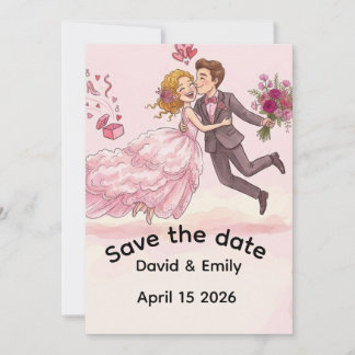 Romantische illustrierte Hochzeit Save the Date-Ei Einladung
