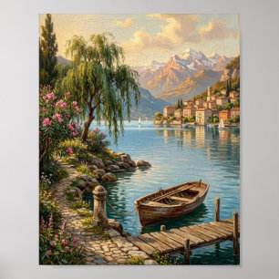 Romantische italienische Lake Como Villa Terrasse Poster
