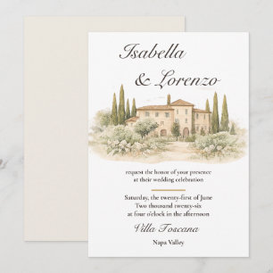 Romantische italienische Toskana-Villa-Hochzeitsei Einladung