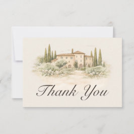 Romantische italienische tuskanische Hochzeit Dank Dankeskarte