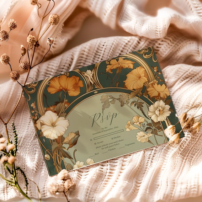 Romantische Jugendstil-Hochzeit RSVP Karte (Von Creator hochgeladen)