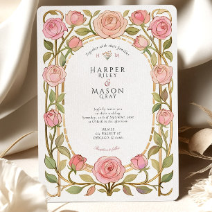 Romantische Jugendstil Rosenhochzeit Einladung