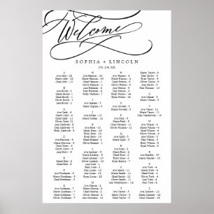 Romantische Kalligrafie - Alphabetische Sitzkarte Poster