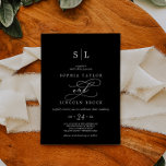 Romantische Kalligrafie | Black Monogram Wedding Einladung<br><div class="desc">Diese romantische kalligraphische Schwarz-Monogramm-Hochzeitseinladung ist perfekt für eine einfache Hochzeit. Das moderne klassische Design besticht durch extravagante Wirbel und skurrile Schnörkel mit einer prächtigen,  eleganten Typografie.</div>