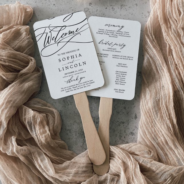 Romantische Kalligrafie Blüh Wedding Program Fan Fächer (Von Creator hochgeladen)