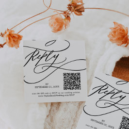 Romantische Kalligrafie Blühe QR Code Wedding RSVP Mitteilungskarte
