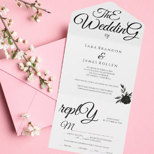 Romantische Kalligrafie Die Hochzeit All In One Einladung