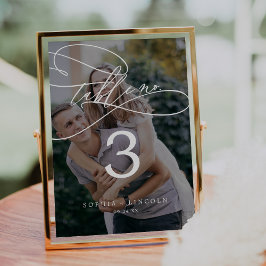 Romantische Kalligrafie Dunkles Foto 12x18" Tischn Einladung