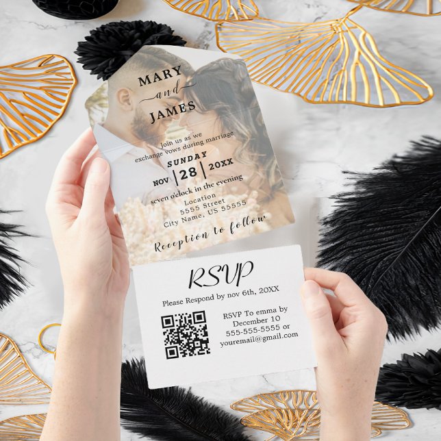 Romantische Kalligrafie-Foto Hochzeit All In One Einladung (Romantic Photo Wedding All In One Invitation
)