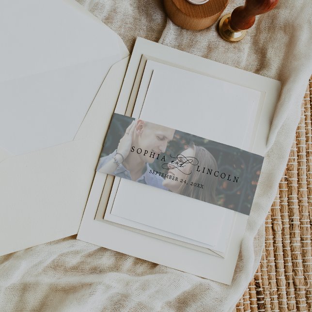 Romantische Kalligrafie-Foto Hochzeit Einladungsbanderole (Von Creator hochgeladen)