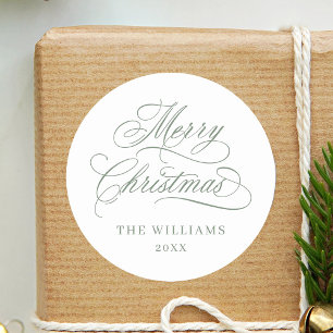 Romantische Kalligrafie Frohe Weihnachten Silky Sa Runder Aufkleber