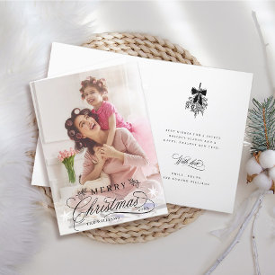 Romantische Kalligrafie Frohe Weihnachts-Foto gekl Feiertagskarte
