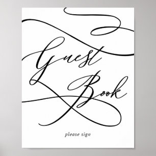 Romantische Kalligrafie   Geblüht Gast Book Sign Poster