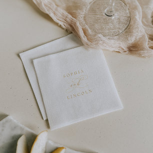 Romantische Kalligrafie-Goldfolie Blüht Hochzeit Servietten Mit Folie
