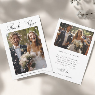 Romantische Kalligrafie Hochzeit 2 Foto Dankeskarte