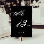Romantische Kalligrafie Hochzeit Nummer 13, Schwar Tischnummer<br><div class="desc">Tabelle 13. Bitte Karo alle verfügbaren Nummern. | Romantische und elegante Wirble Kalligraphie Hochzeitskalibrierung Tischnummer mit Monogrammen. Für eine weiter gehende Anpassung dieses Designs klicken Sie bitte auf den BUTTON BLAU DESIGN TOOL oben!</div>